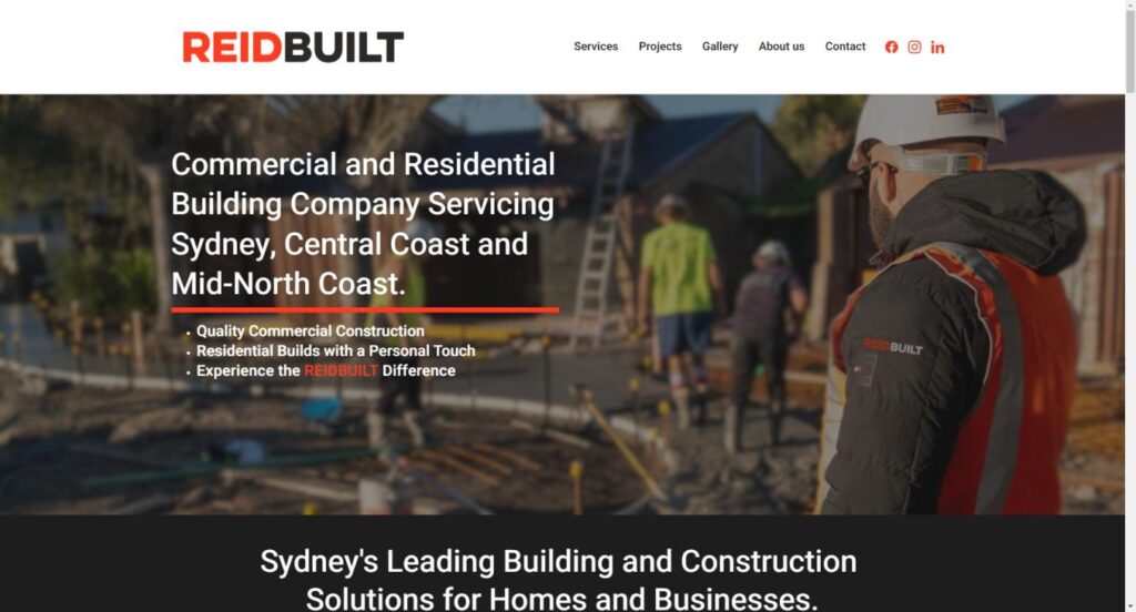 Reidbuilt construction services Sydney and Central Coast.