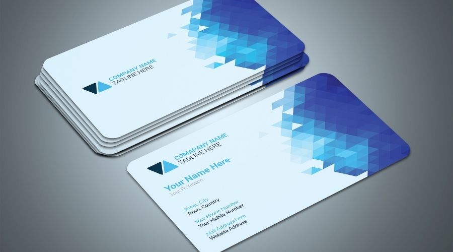 Modern blue geometric business card design