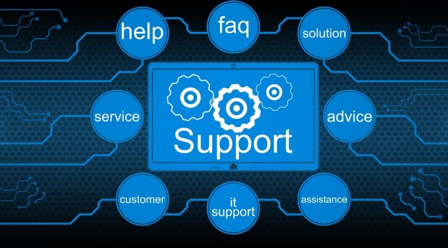 Support services: help, faq, solution, advice, assistance.