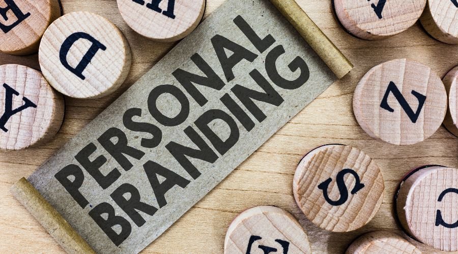 Personal branding concept with letter blocks