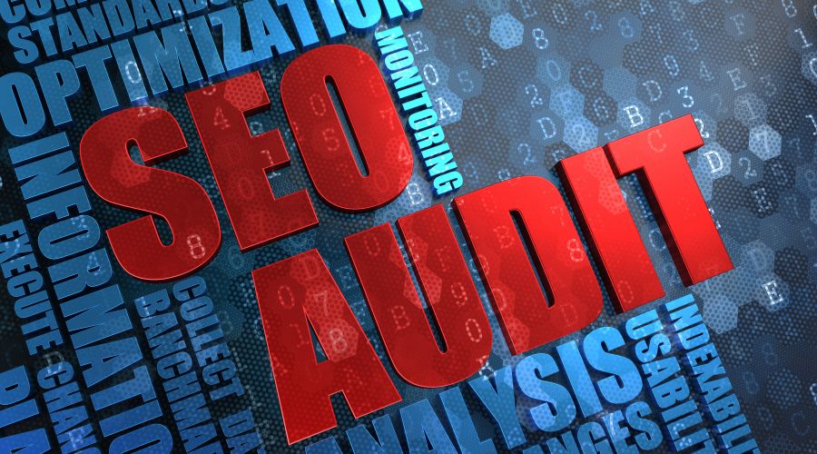 SEO audit concept with keywords background