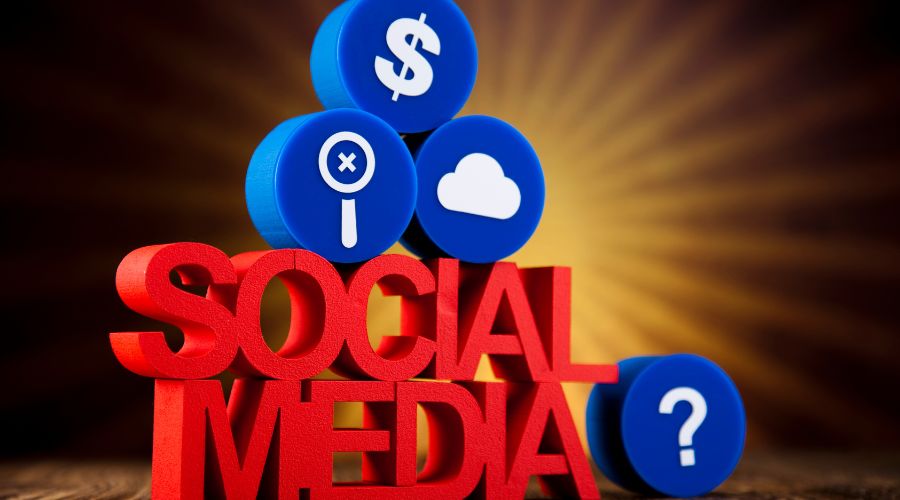 Social media with icons in sunlight