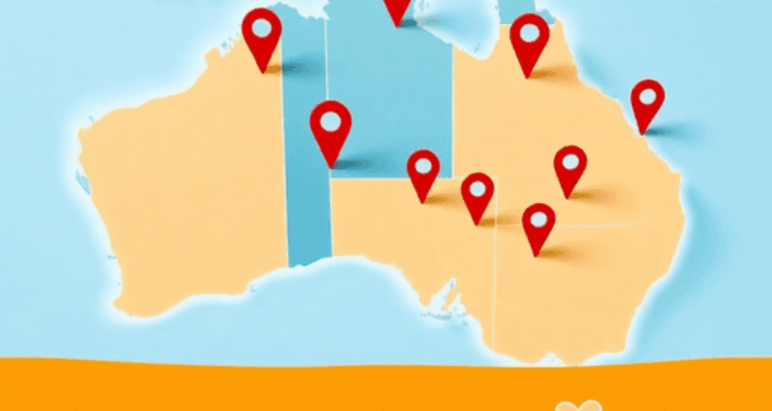 Colorful map of Australia with pins marking business locations and icons of a business card, phone, and address indicating local SEO citations.