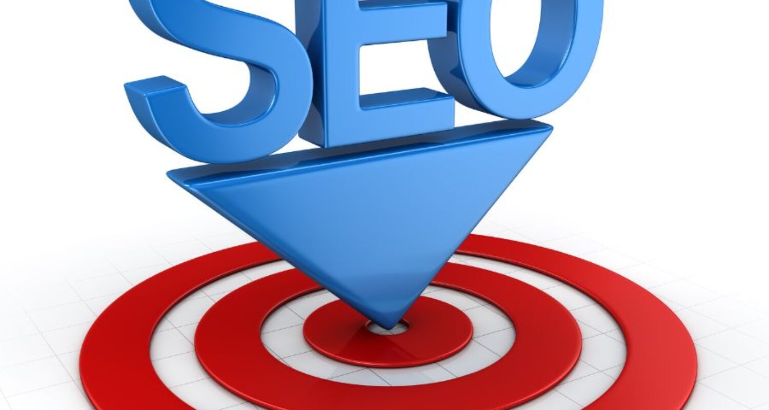 SEO target with blue 3D arrow